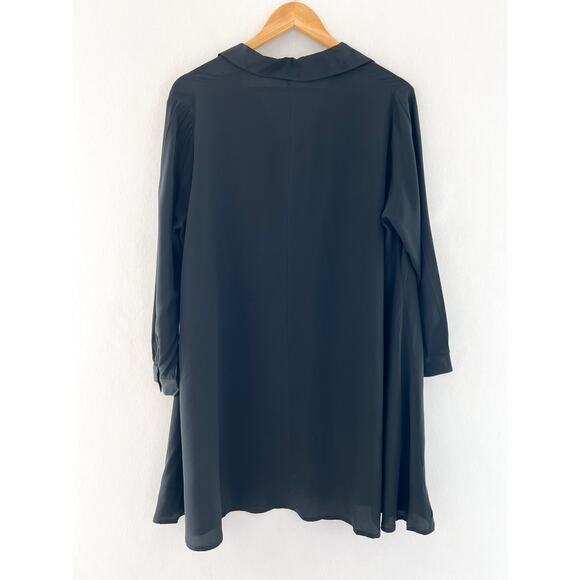 Ali Golden Long Sleeve Silk Collared Swing Dress XS/S Modern Minimalist Capsule - Picture 4 of 9